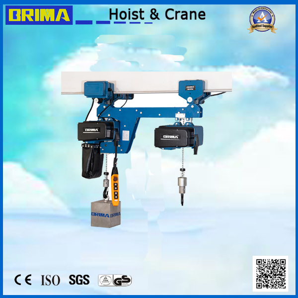 Electric chain hoist in an industrial setting